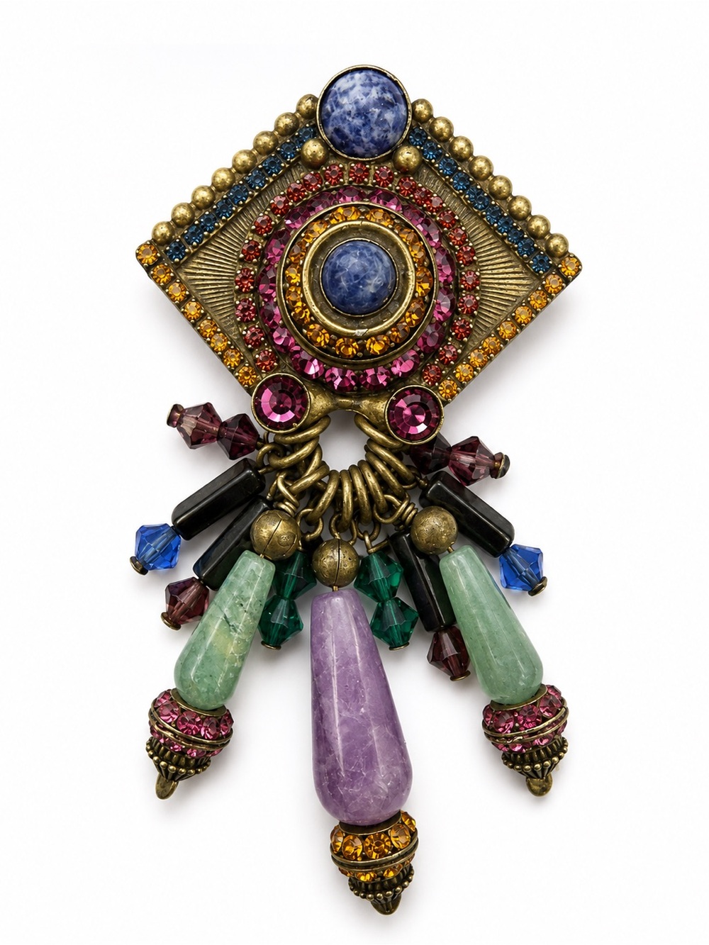 Vintage Sorrelli Victorian Revival Natural Stone Dangle Brooch